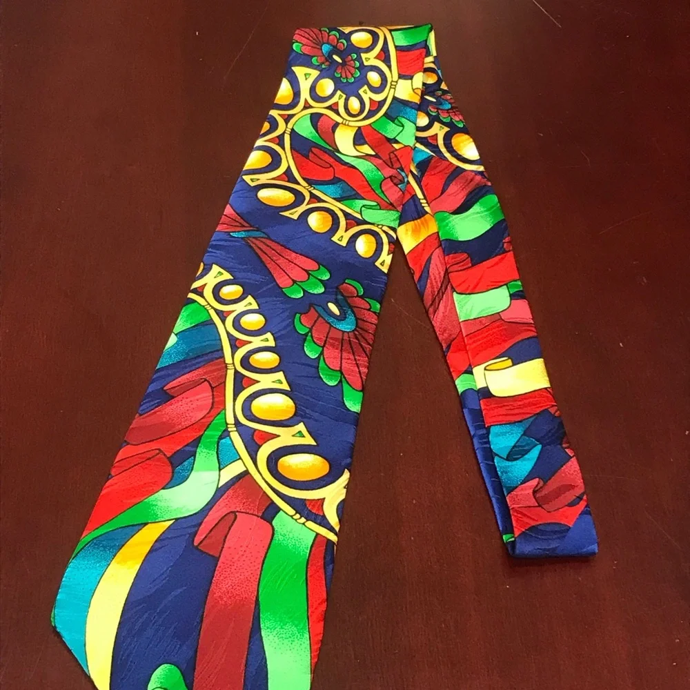 Rush Limbaugh No Boundaries vintage 90s Mens Silk Tie Necktie Bold Geometric